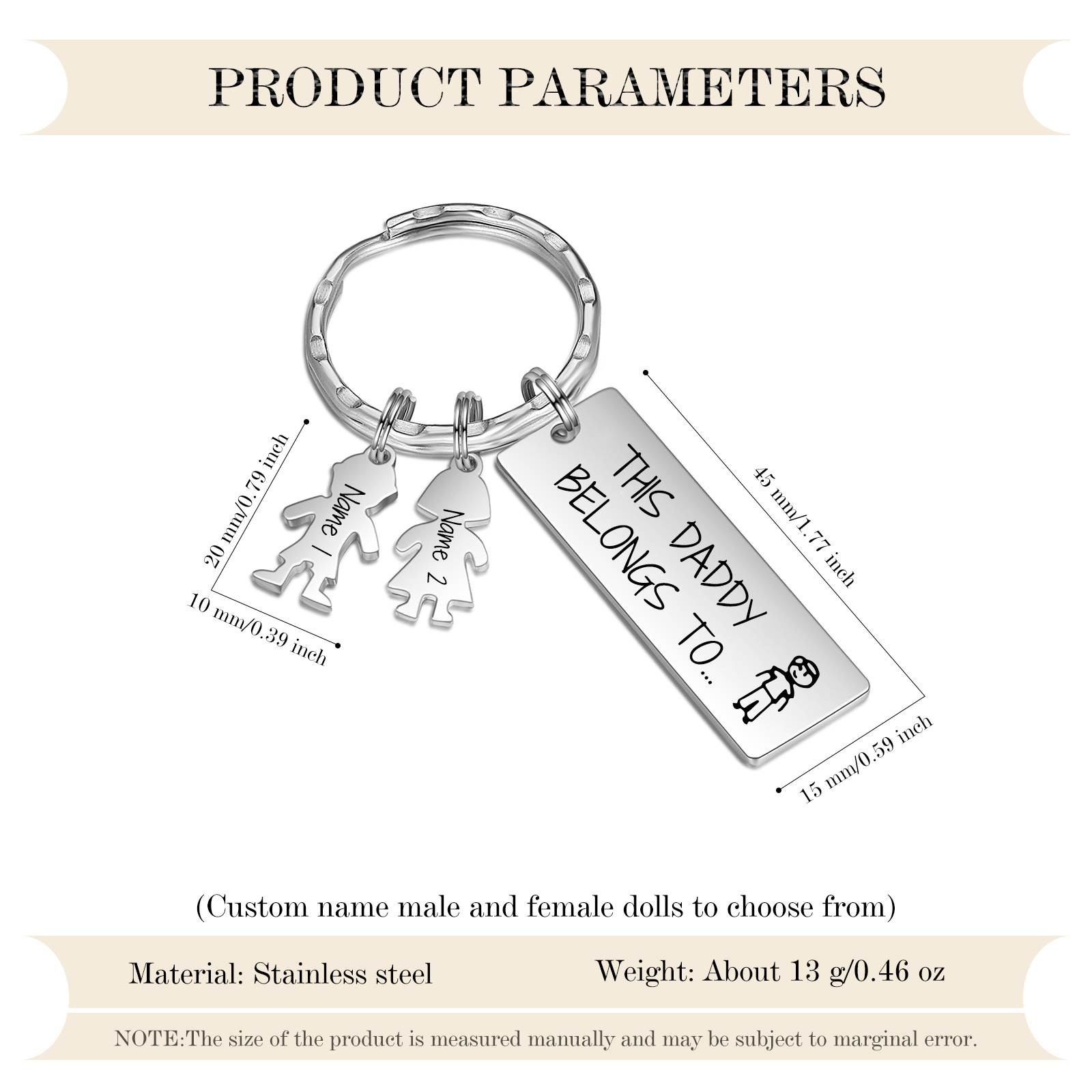 Personalised Keychain with 2 Kid Charms Father's Day Gift "This Daddy Belongs To" Custom Family Keyring-Jessemade AU