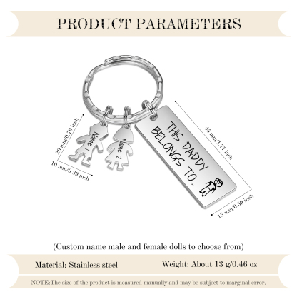 Personalised Keychain with 2 Kid Charms Father's Day Gift "This Daddy Belongs To" Custom Family Keyring-Jessemade AU