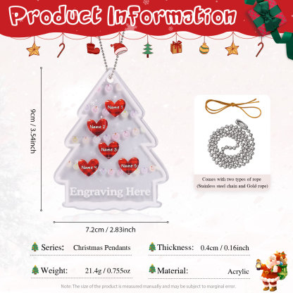 5 Names - Personalised Acrylic Christmas Ornaments Customised Text & Name Xmas Pendant Gifts for Family Friends-Jessemade AU