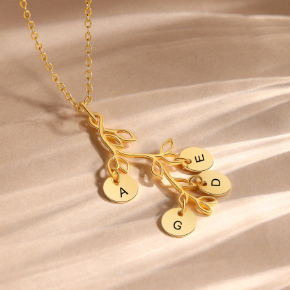 Personalised Branches Pendant Necklace Custom 4 Letters Circle Charm Necklace Gold Birthday Gift for Her-Jessemade AU