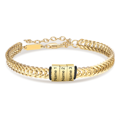 Personalised Men's Beaded Bracelet Custom 4 Names Adjustable Bracelets Stainless Steel Gifts for Him-Jessemade AU