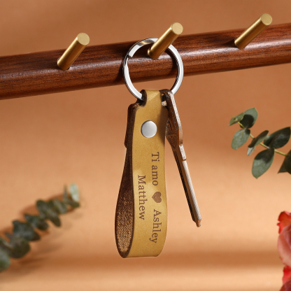 Personalised Leather Keychain Customised with 2 Names & Text Keyring Couple Keychain Gift for Him/her-Jessemade AU