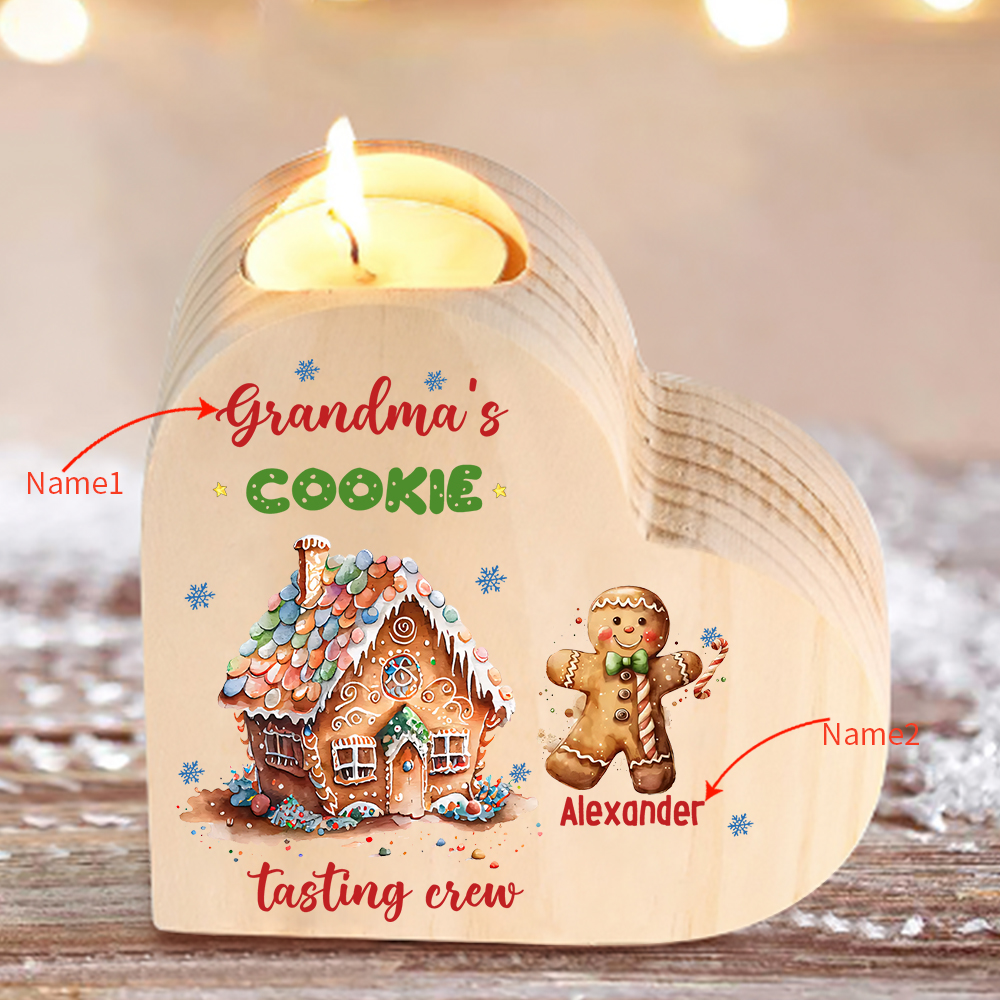 Heart-Shaped Christmas Candle Holder Engraved 2 Names Cookie Candlesticks Personalised Gift for Mum Grandma-Jessemade AU
