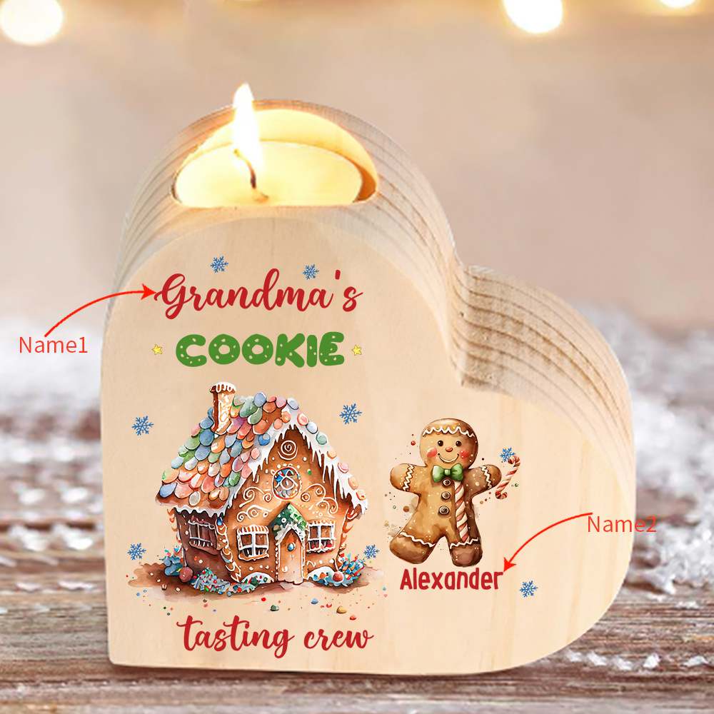 Heart-Shaped Christmas Candle Holder Engraved 2 Names Cookie Candlesticks Personalised Gift for Mum Grandma-Jessemade AU