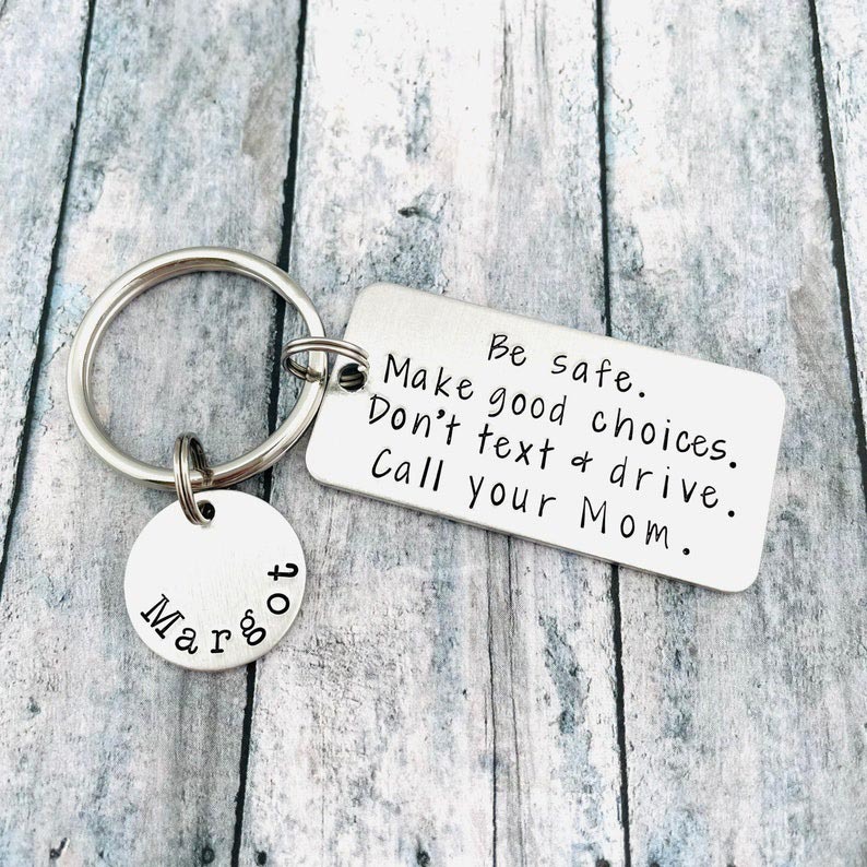 Personalized Name Be Safe Make Good Choices Keychain Funny Gift for Kids-Jessemade AU