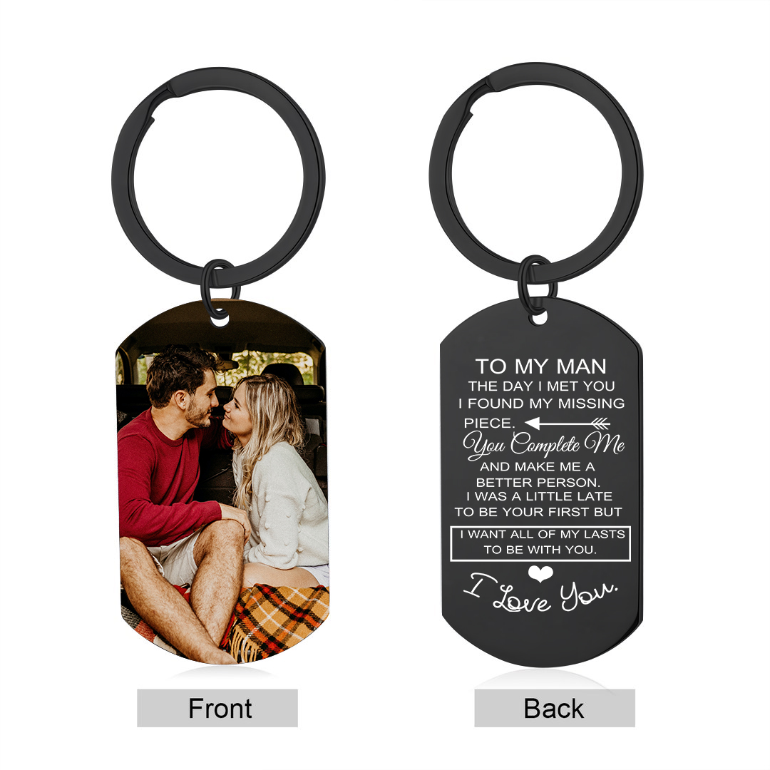 To My Man/Woman Custom Photo Keyring Couple Keychain Stainless Steel Keychain Valentine's Day Gift for Couples-Jessemade AU