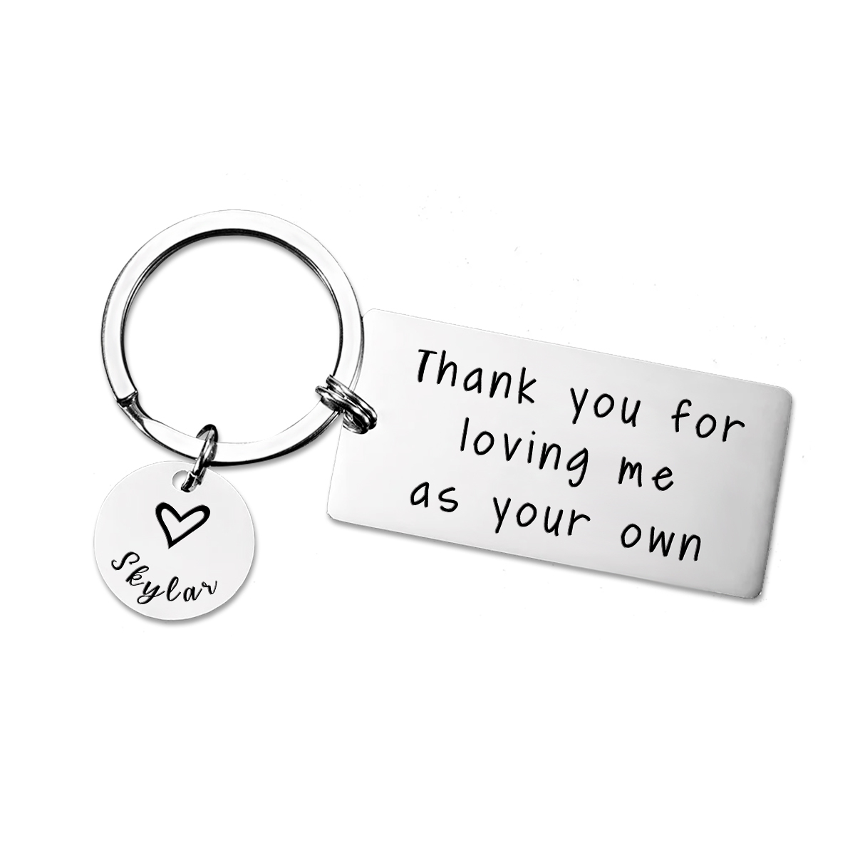Thank You For Loving Me As Your Own, Personalised Keychain Engraved Name Gifts For Him Her-Jessemade AU