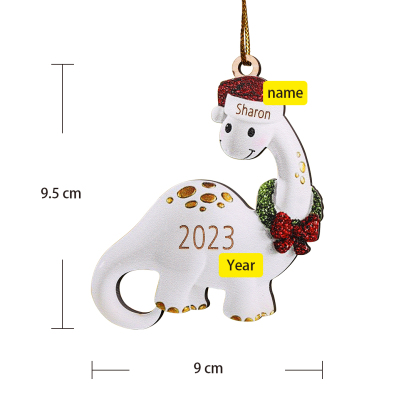 Personalised Wooden Christmas Ornaments Custom Year & Name Dinosaur Hanging Ornament Gifts for Boys Girls Babies-Jessemade AU