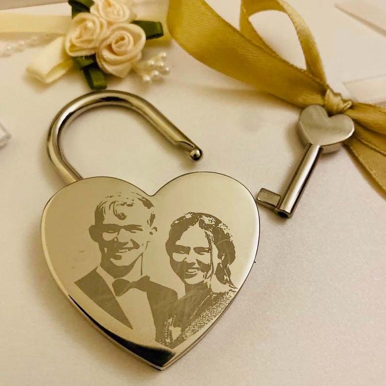 Personalised Heart Love Lock Custom Photo Padlocks Gifts For Couple-Jessemade AU