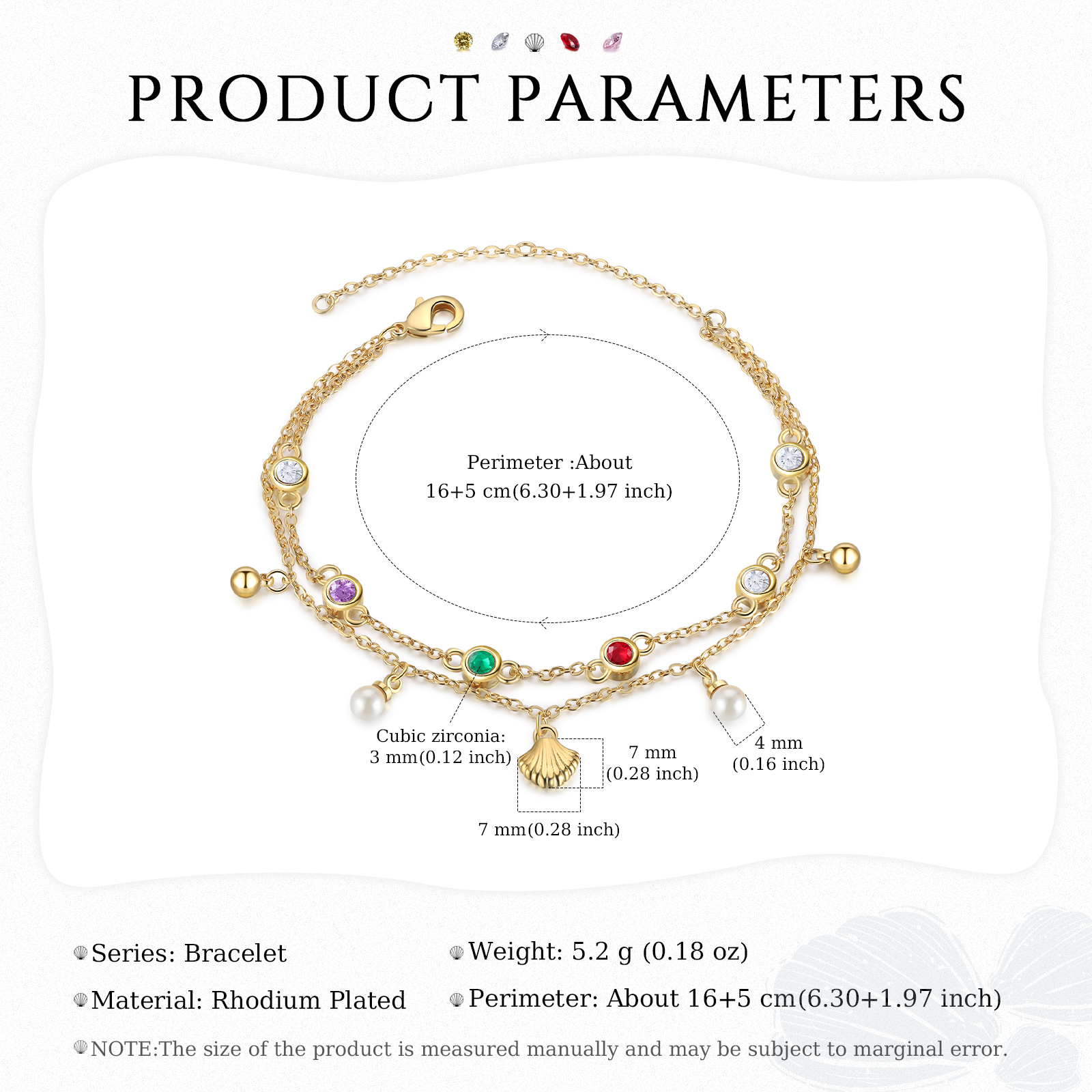 Personalised Women's Bracelet Custom 3 Birthstones Bracelet Gold Adjustable Bracelet Birthday Gift for Her-Jessemade AU