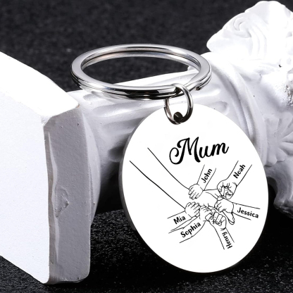 6 Names - Personalised Text Keychain Holding Hands Keychain Mother's Day Gifts For Grandma/Mother-Jessemade AU