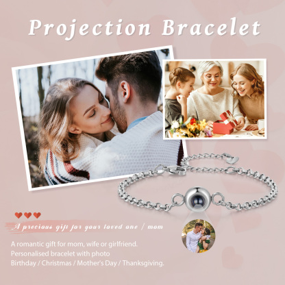 Personalised Projection Photo Bracelet Stainless Steel Adjustable Bracelet Valentine's Day Birthday Personalised Gift for Her-Jessemade AU