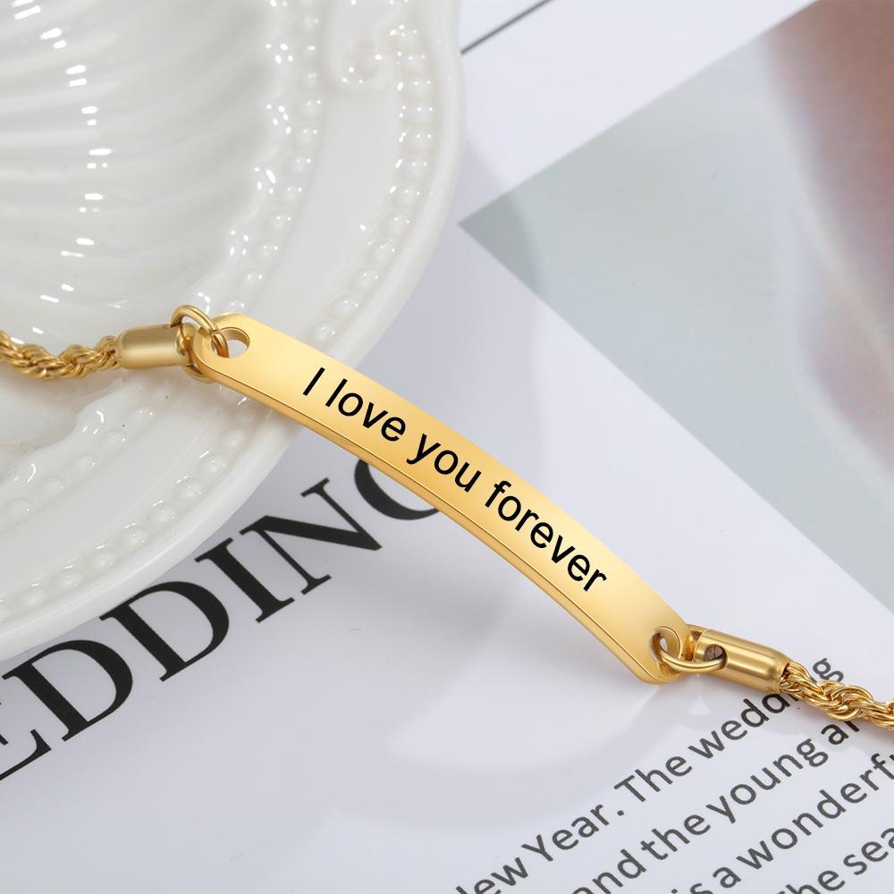 Adjustable Engraving Name Or Text Tiny Bracelet-Jessemade AU