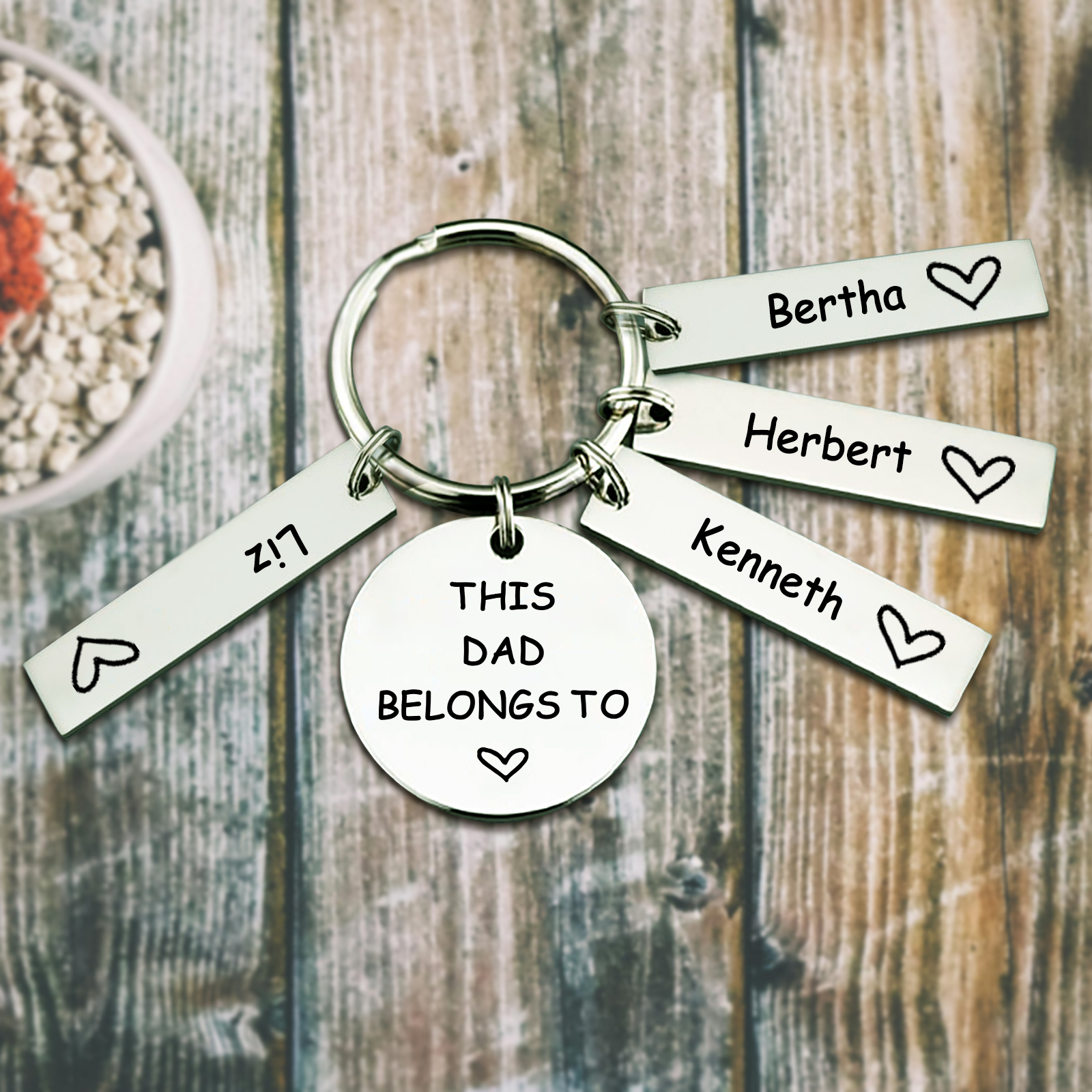 4 Names - Personalised Name Keychain Stainless Steel Keychain Special Gift for Mummy/Dad-Jessemade AU