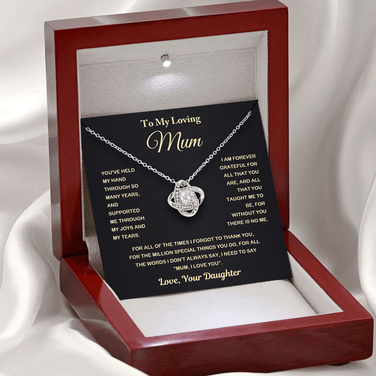 To My Loving Mum Necklace Love Knot Necklace Gift Set - You've Held My Hand Through So Many Years, And Supported Me Through My Joys And My Tears-Jessemade AU