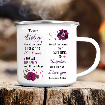 To My Sister Photo Mugs Enamel Violets Cup Personalised Gifts for Sisters - For All The Times I Forgot To Thank You-Jessemade AU