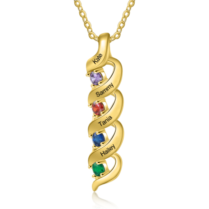 Personalised Necklace Cascading Pendant with 4 Birthstones Engraving 4 Names Gifts for Her-Jessemade AU