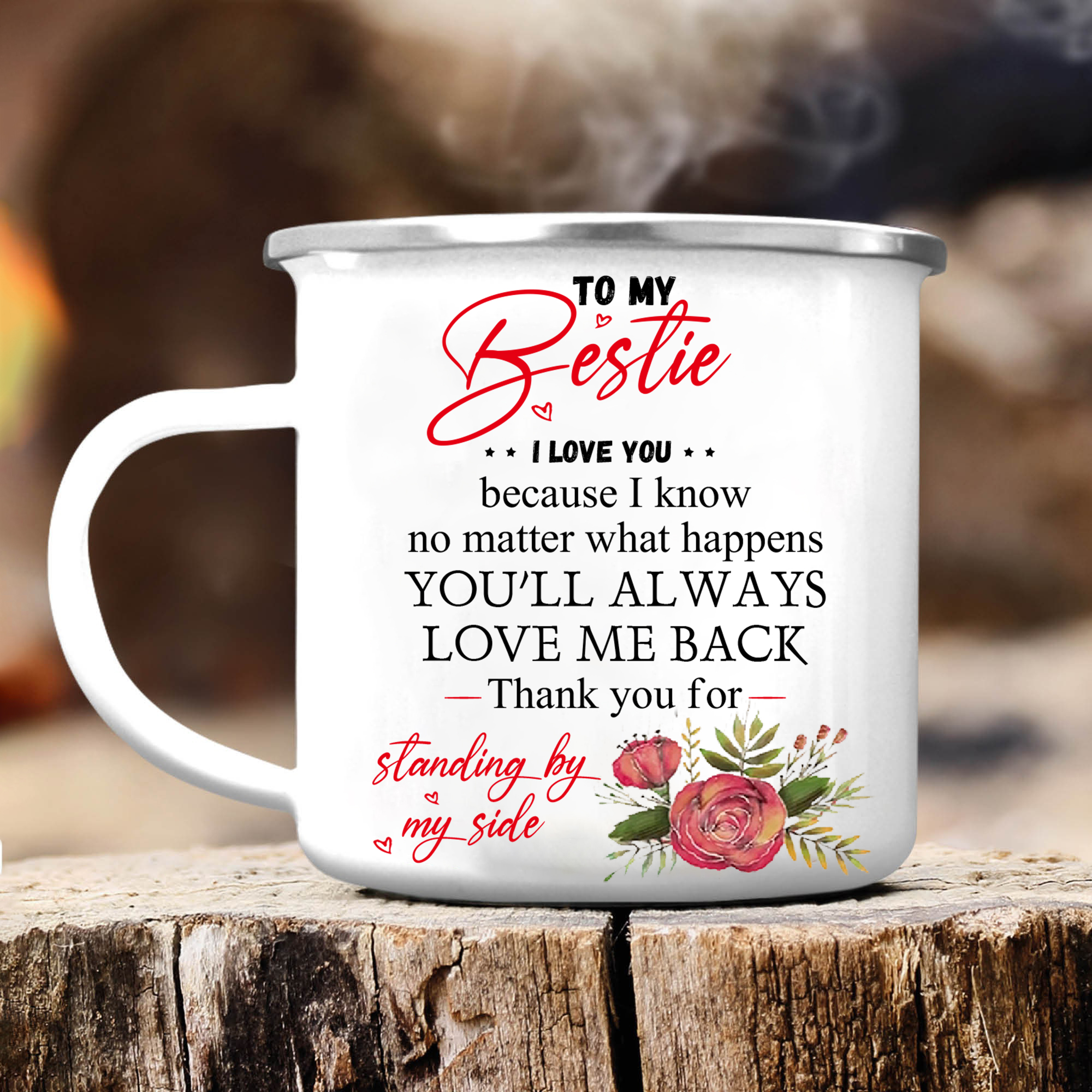 To My Bestie Mug Enamel Cup "Thank You For Standing By My Side" Gifts for Sisters/Friends-Jessemade AU