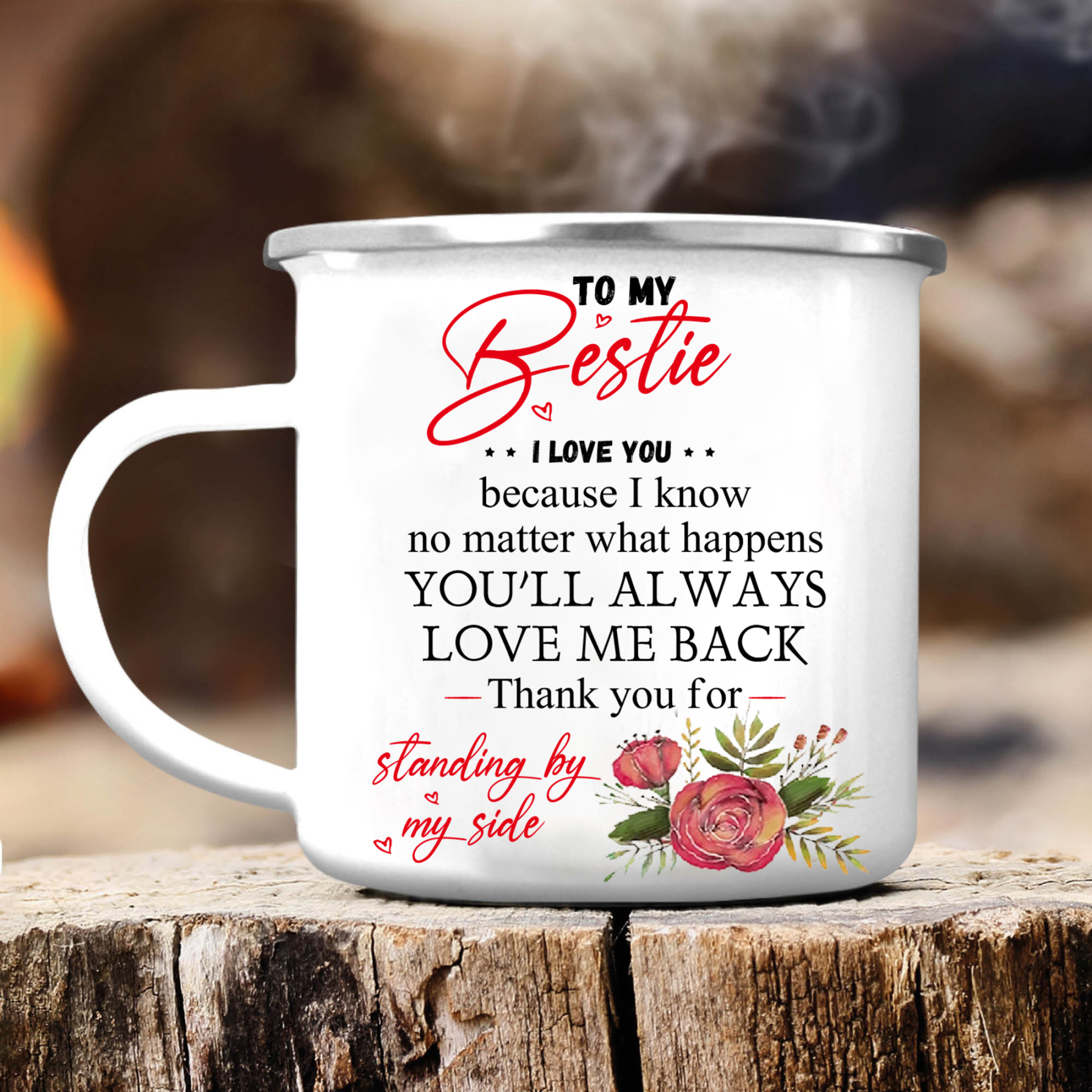To My Bestie Mug Enamel Cup "Thank You For Standing By My Side" Gifts for Sisters/Friends-Jessemade AU