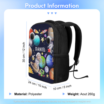 Personalised School Bag Custom Name And Photo Schoolbag Astronaut Backpack for Kids-Jessemade AU