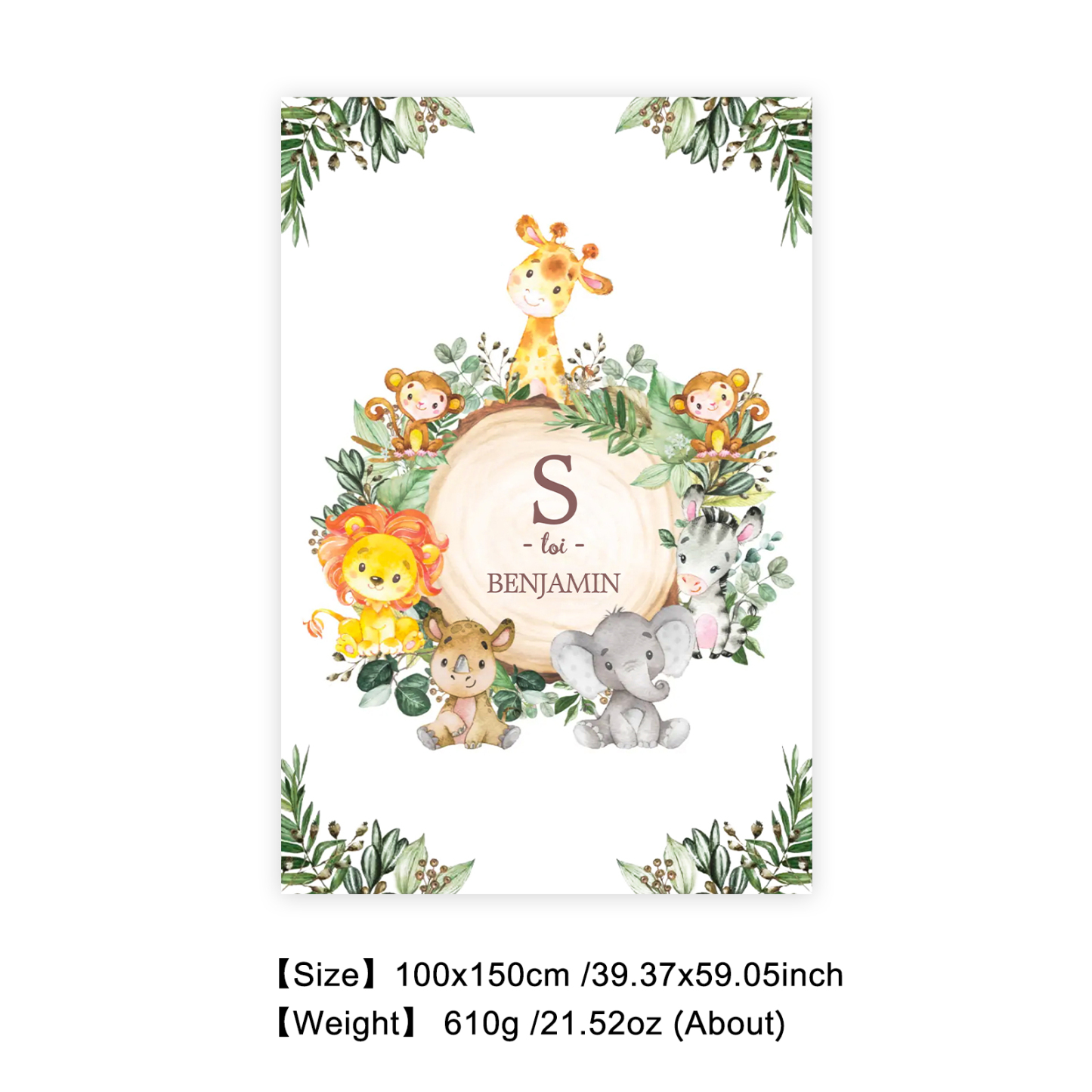 Personalised Zoo Blanket Custom Name Cute Cartoon Blanket-Jessemade AU