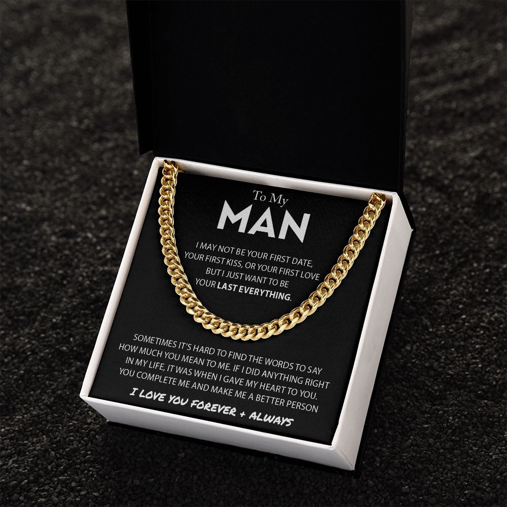 To My Man Cuban Link Chain Necklace Promise Necklace Gift Set - I Love You Forever & Always-Jessemade AU