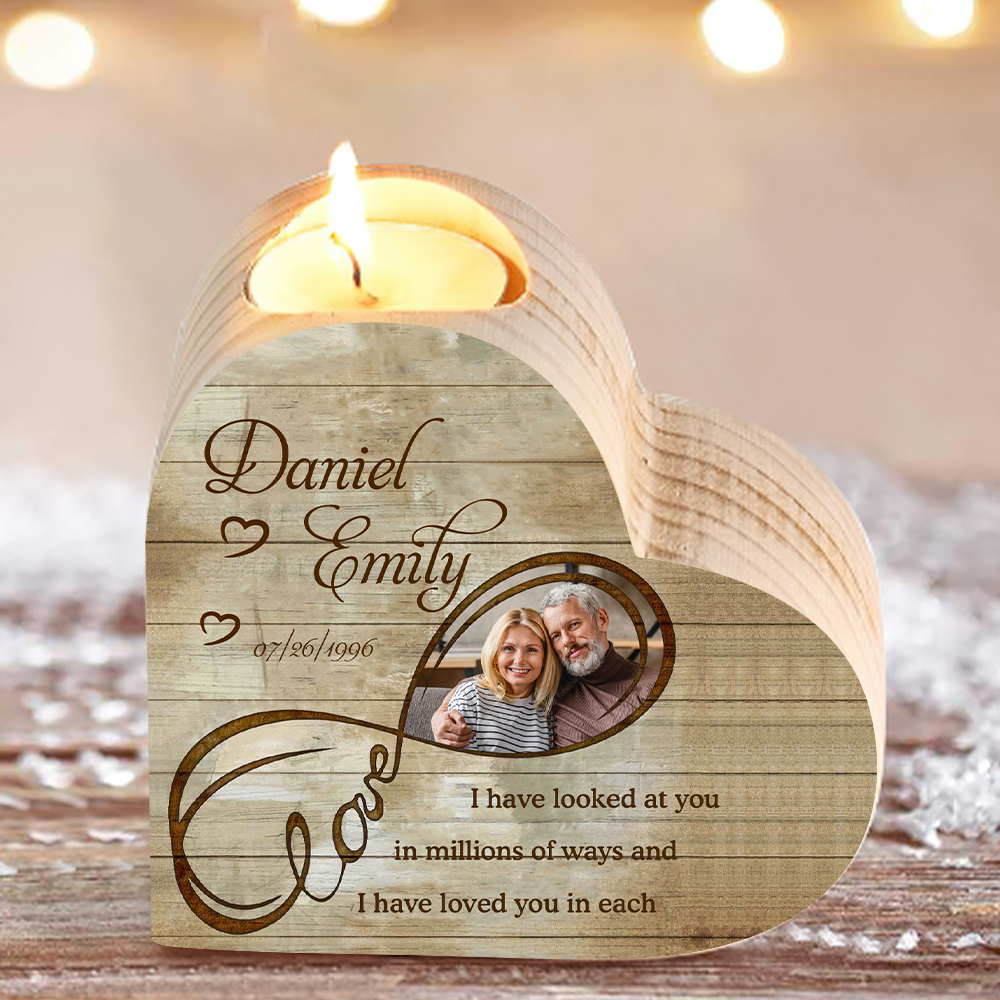 Personalised Infinity Love Couple Heart Candle Holder Engrave Photo Candlesticks Valentines Gift-Jessemade AU