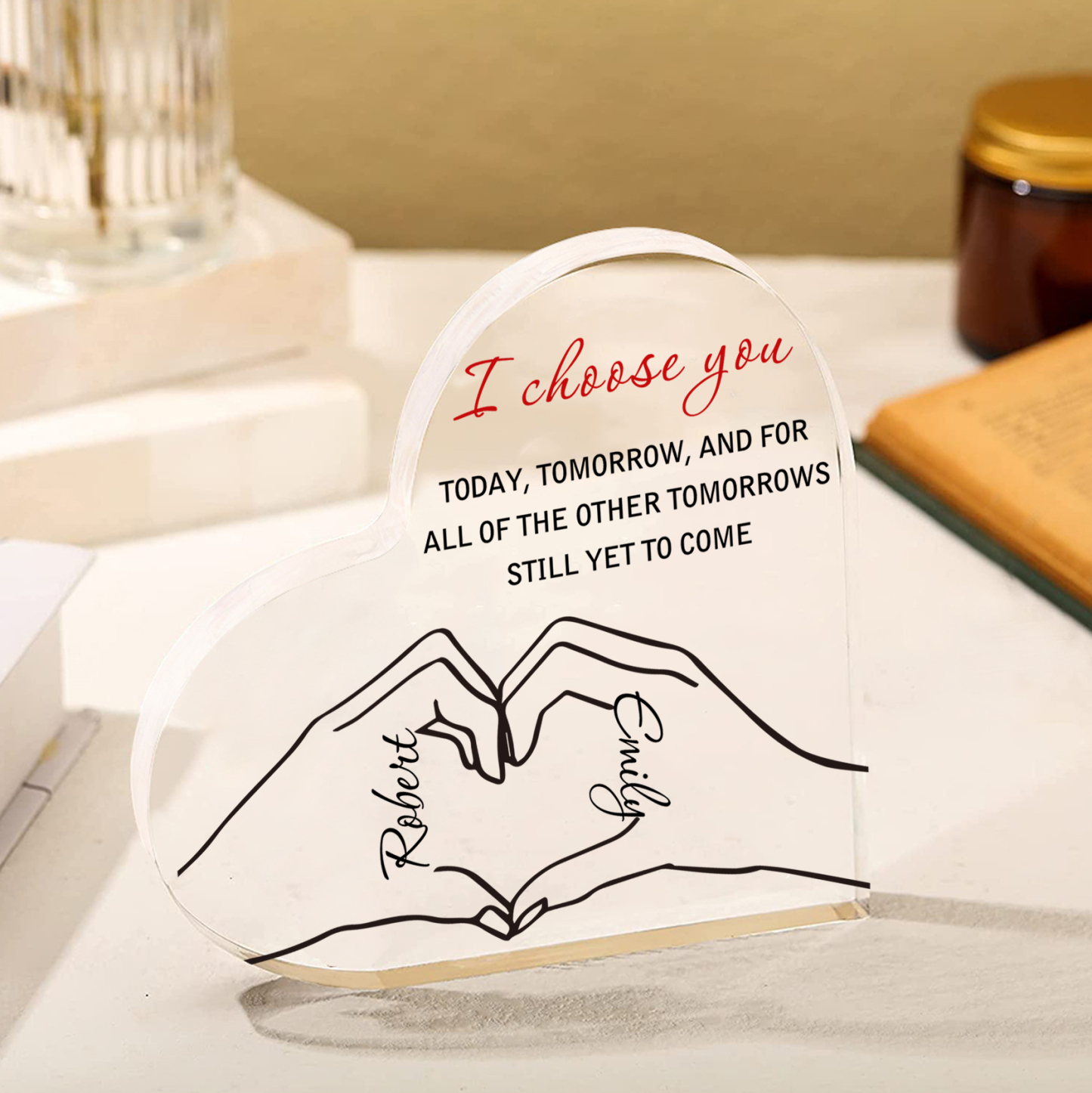 Personalised Couple Acrylic Heart Keepsake Custom 2 Names Ornament Valentine's Day Gift for Wife/Husband-Jessemade AU