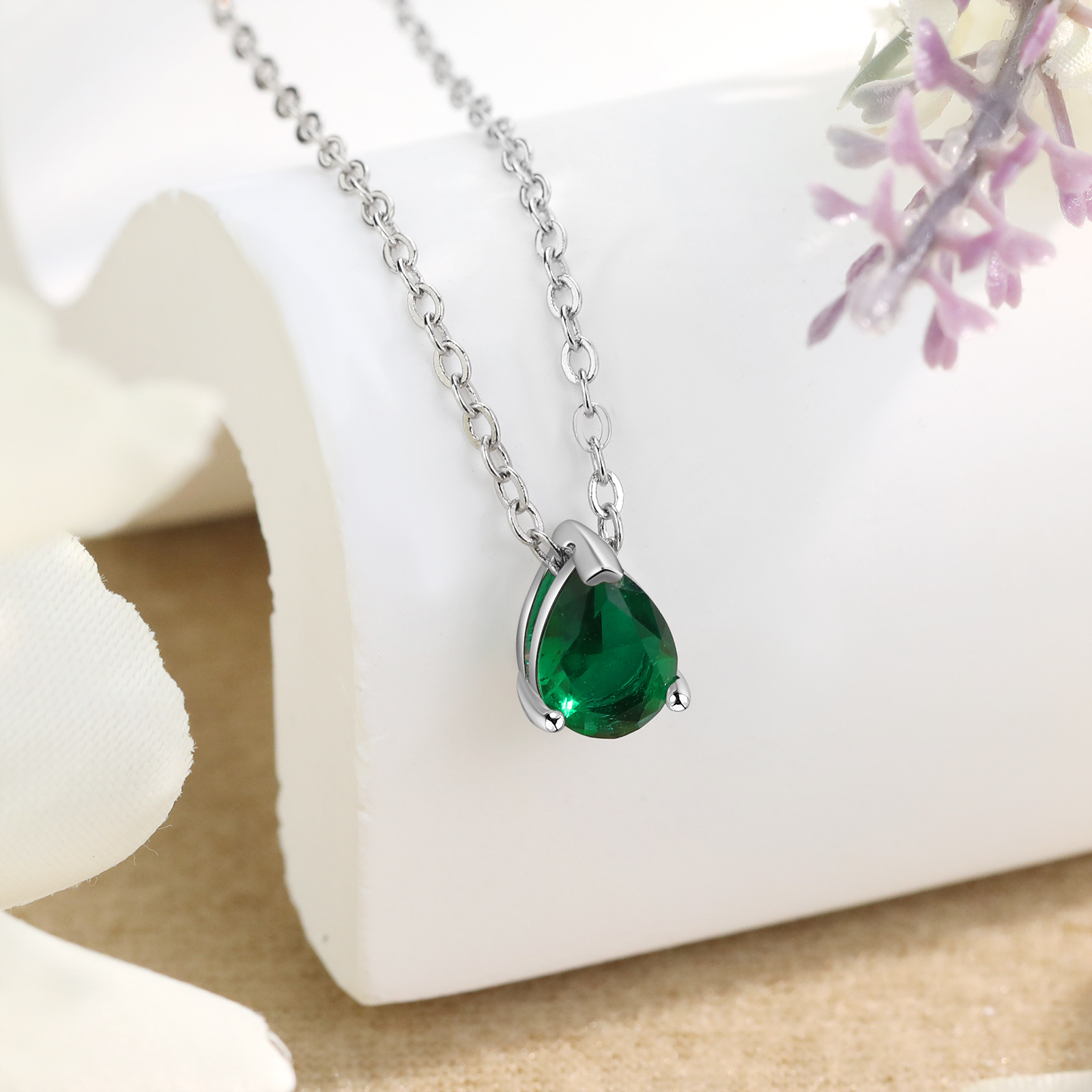 Personalised Drop-Shaped Pendant Necklace Custom Birthstone Necklace Birthday Gift for Women Girls-Jessemade AU