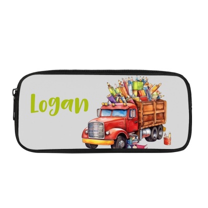 Personalised  Name Pencil Case Red Pencil Truck Pen Bag Zipper Back to School Gifts for Student-Jessemade AU