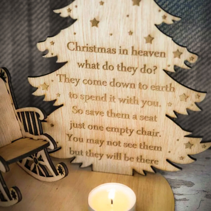 Personalised Christmas in Heaven Rocking Chair Ornament Memorial Tabletop Plaque-Jessemade AU