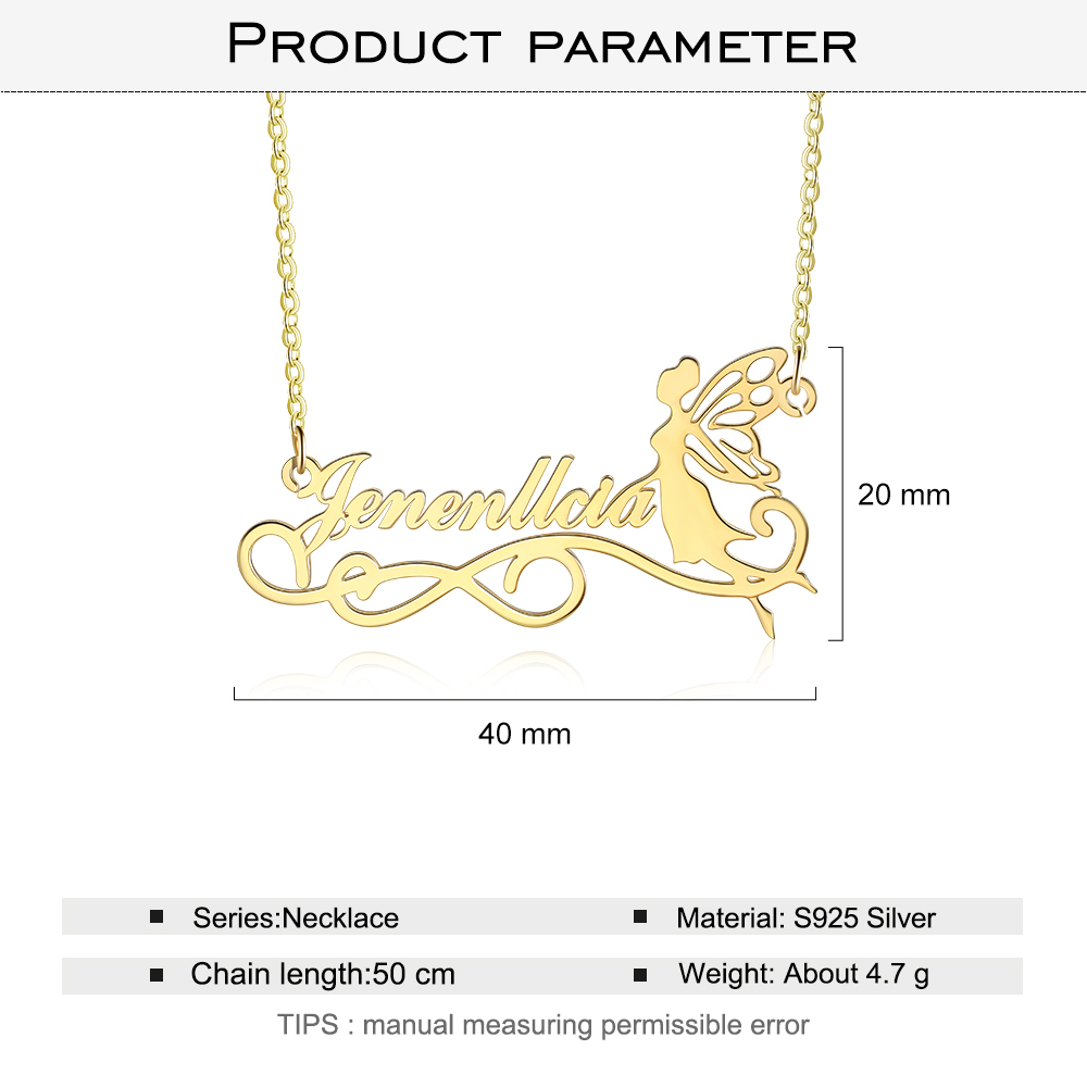 Personalised Butterfly Elf Necklace Custom 1 Name Necklace Gift For Women-Jessemade AU