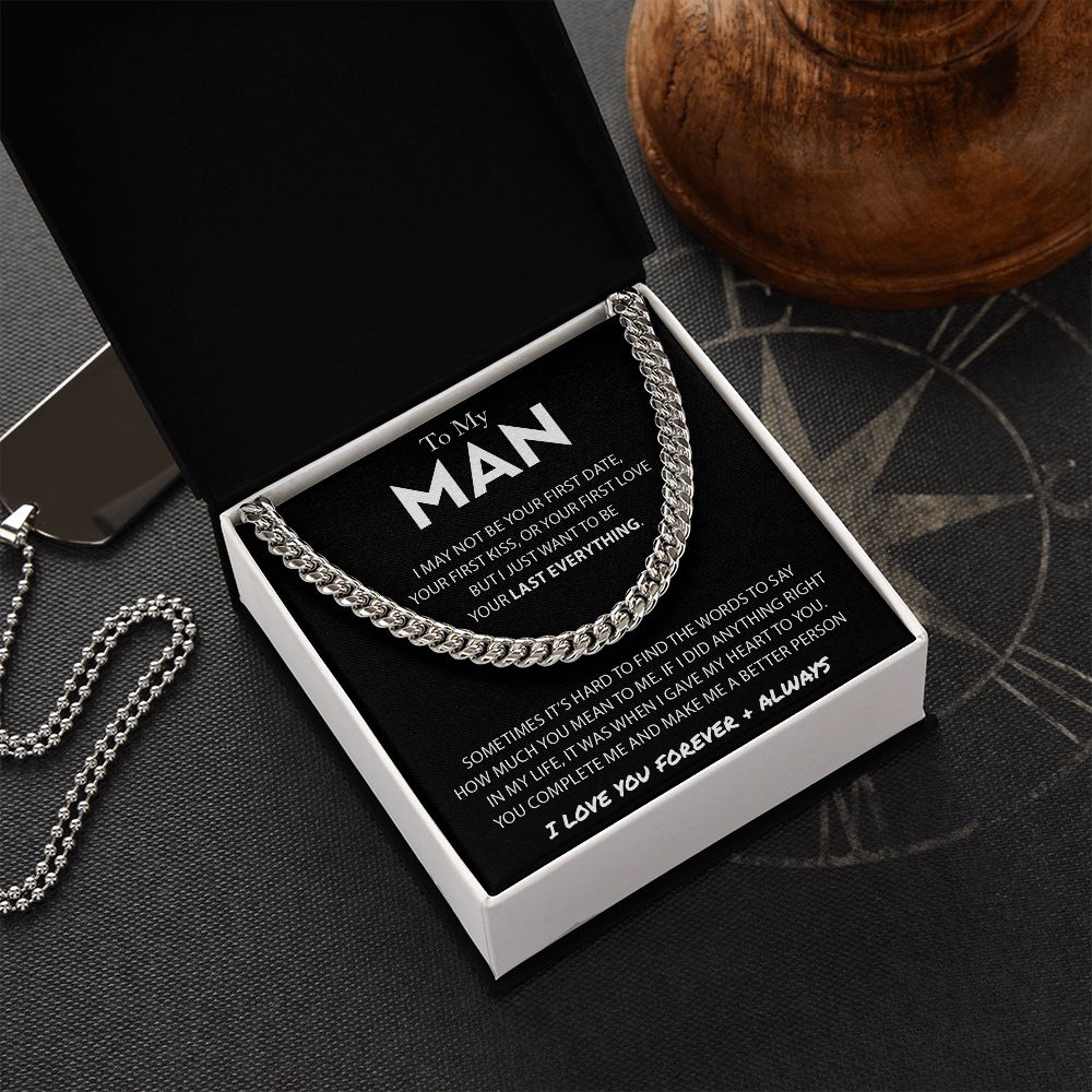 To My Man Cuban Link Chain Necklace Promise Necklace Gift Set - I Love You Forever & Always-Jessemade AU