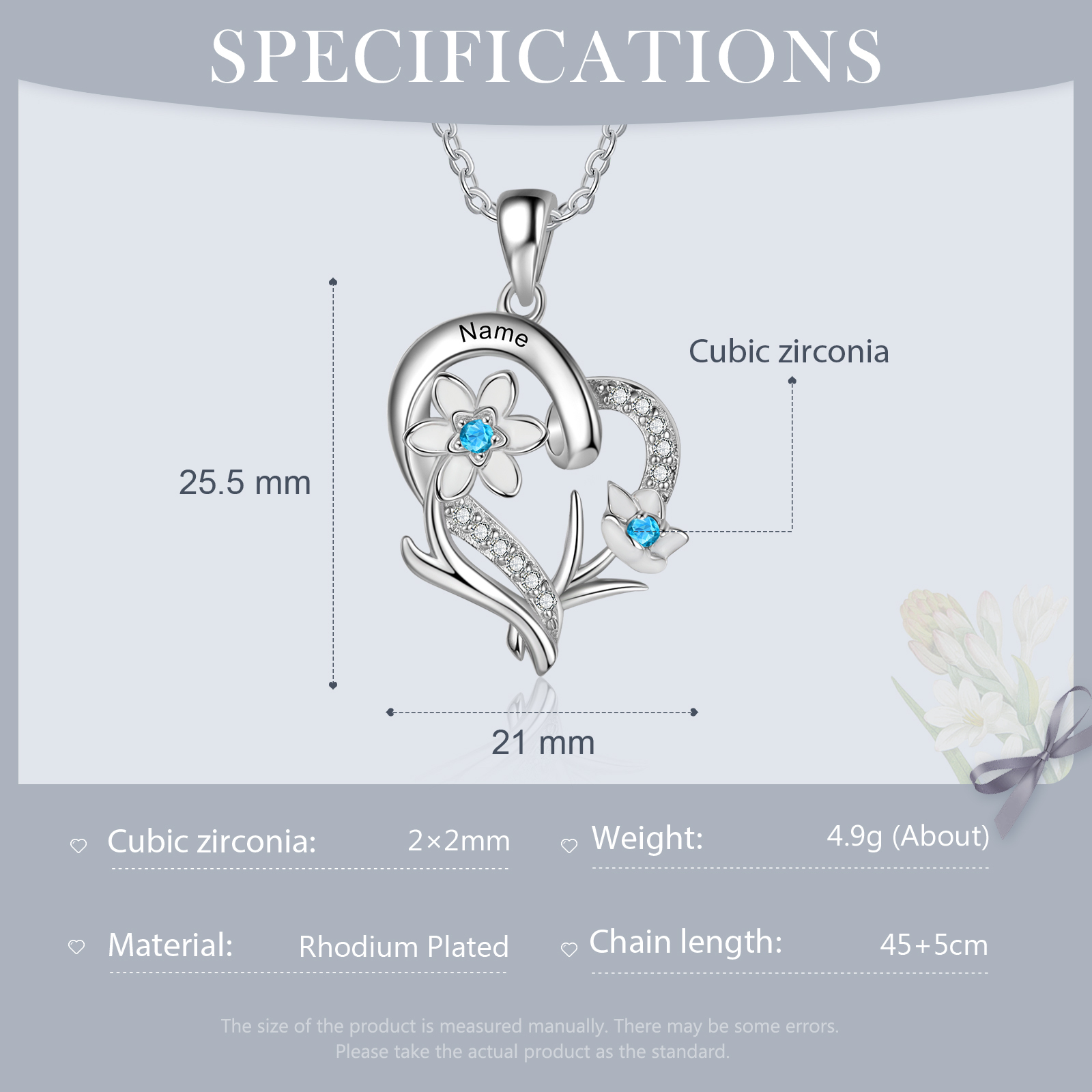 Personalised March Birthflower Necklace With Birthstones Custom 1 Name Necklace For Her-Jessemade AU