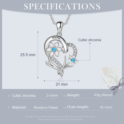 Personalised March Birthflower Necklace With Birthstones Custom 1 Name Necklace For Her-Jessemade AU