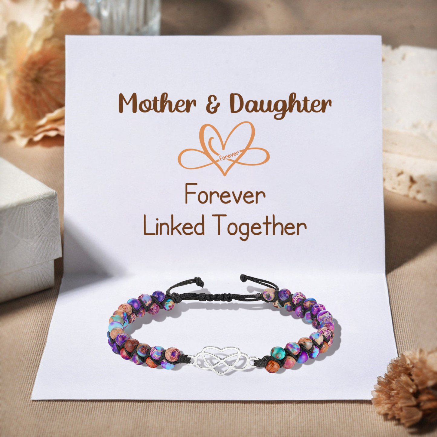 Infinity Heart Bracelet Adjustable Bracelet Gift for Her - Mother & Daughter Forever Linked Together-Jessemade AU