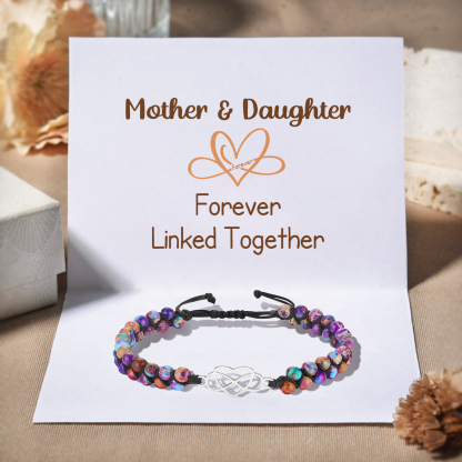 Infinity Heart Bracelet Adjustable Bracelet Gift for Her - Mother & Daughter Forever Linked Together-Jessemade AU