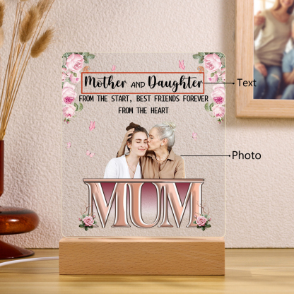 Personalised Photo Night Light Gifts for Mom/Mum - Mother And Daughter From The Start, Best Friends Forever From The Heart -Jessemade AU