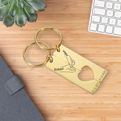 Personalised Couple Pinky Promise Keychain Customised Names & Date Matching Couple Keyring Valentine's Day Gifts For Couples-Jessemade AU