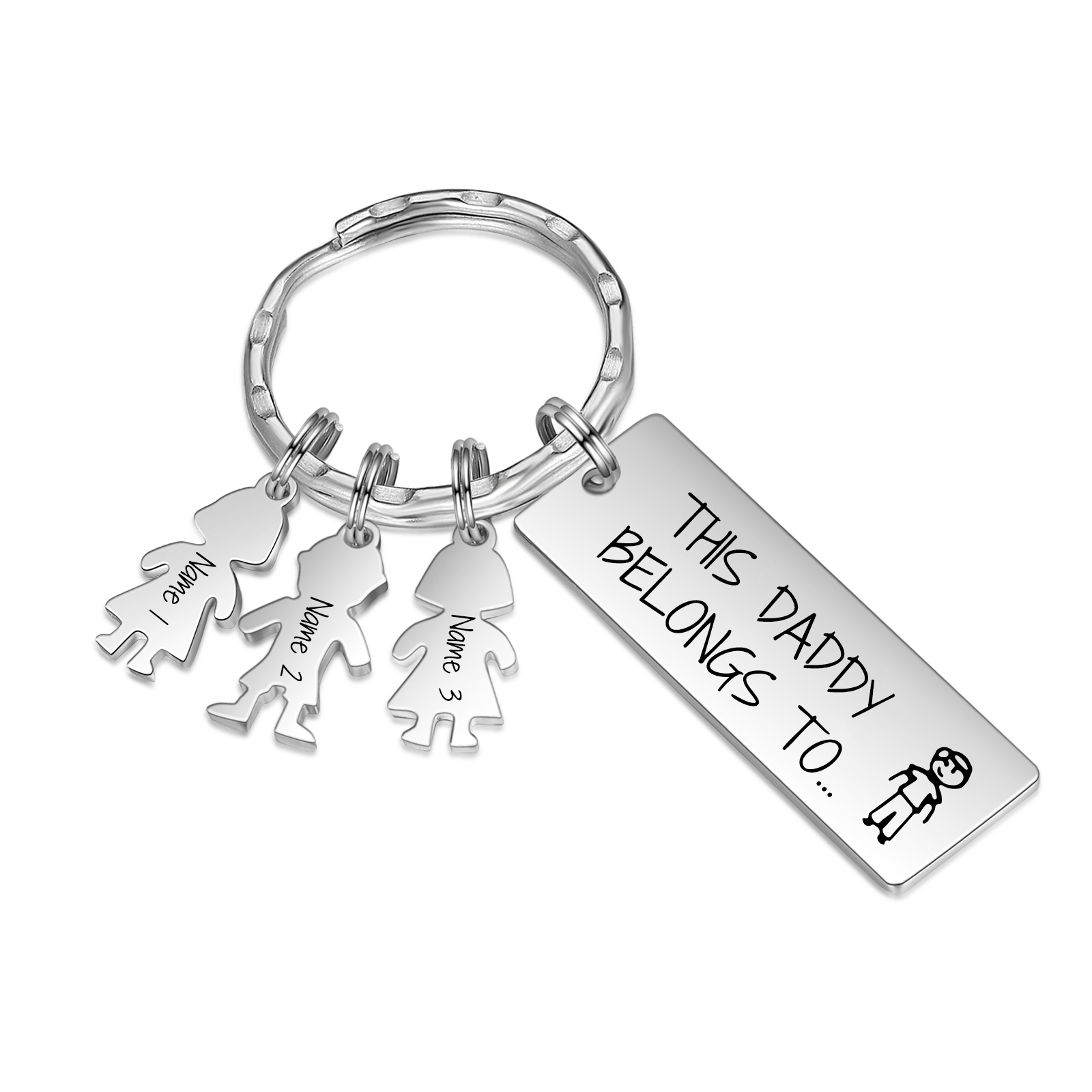 Personalised Keychain with 3 Kid Charms Father's Day Gift "This Daddy Belongs To" Custom Family Keyring-Jessemade AU