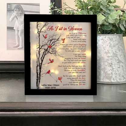 As I Sit In Heaven Cardinals Frame Personalised Lighted Shadow Box Memorial Gifts-Jessemade AU
