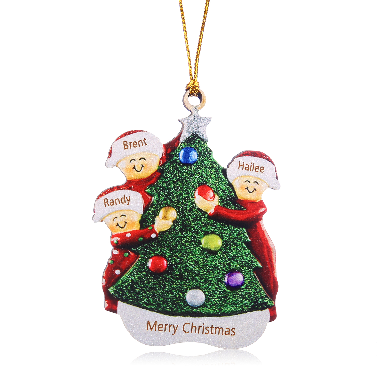 3 Names - Personalised Wooden Christmas Ornaments Custom Text & Name Xmas Pendant Gifts for Family-Jessemade AU