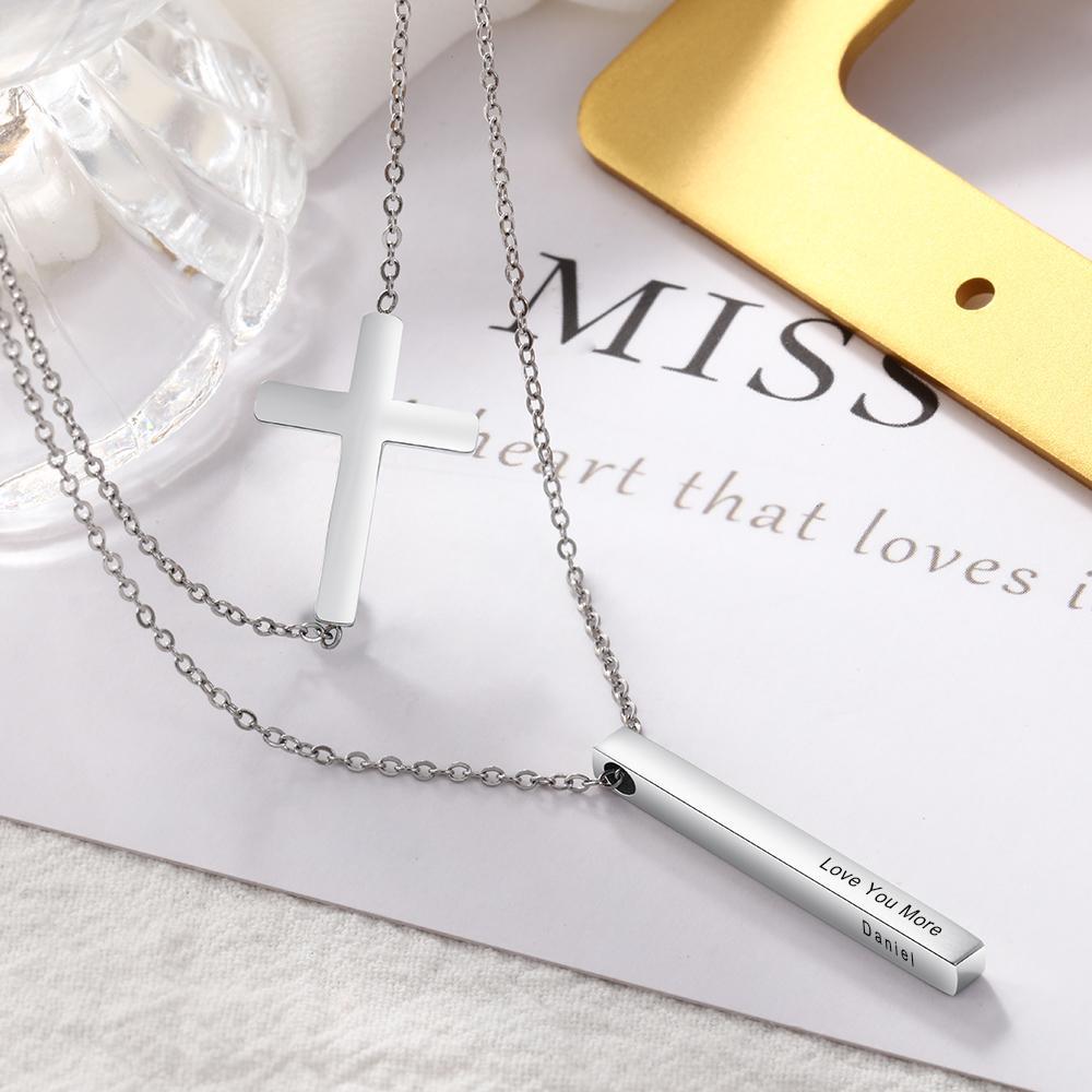 Engraved 4 Sides Vertical Bar Necklaces & Pendants-Jessemade AU