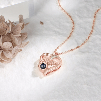 Personalised Mom Heart Projection Necklace Customised Photo Necklace for Her Mother's Day Gift Ideas-Jessemade AU