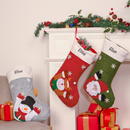 Personalised Christmas Stocking Ornaments Custom 1 Name Christmas Socks Gifts for Family Friends-Jessemade AU