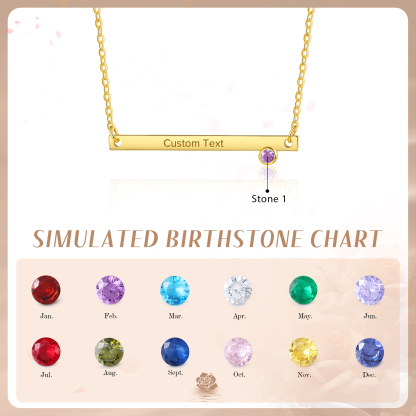 Personalised Bar Necklace Custom 1 Text & 1 Birthstone Necklace Gift for Her-Jessemade AU