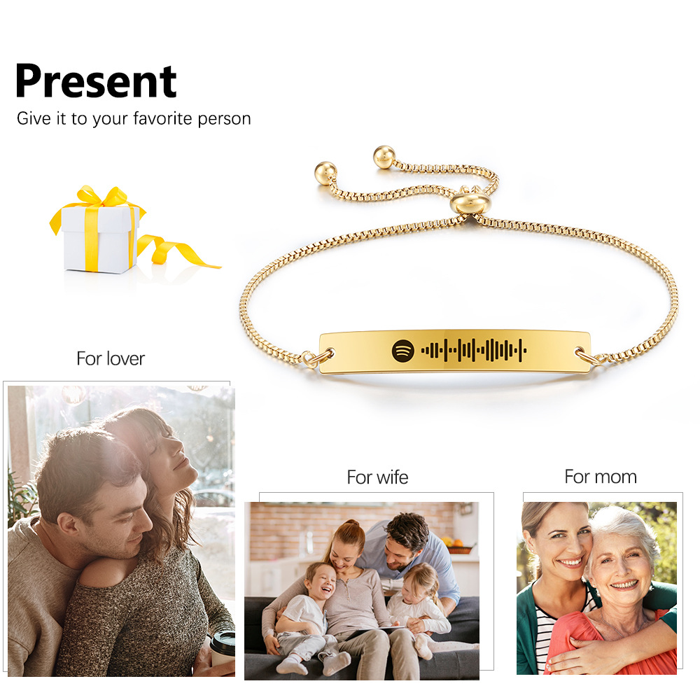 Personalised Spotify Code Music Bracelet-Four Colour-Black,Silver,Gold,Rose Gold-Jessemade AU