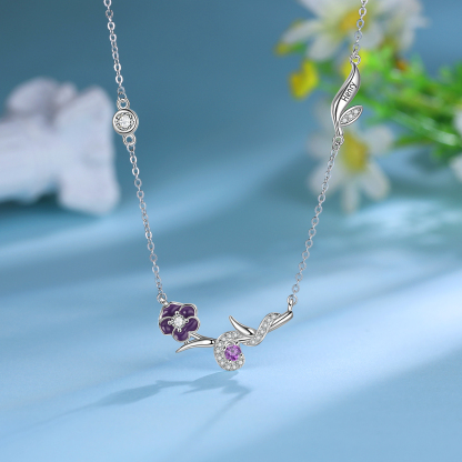 Personalised February Birthflower Necklace With Birthstone Best Gift For Her-Jessemade AU