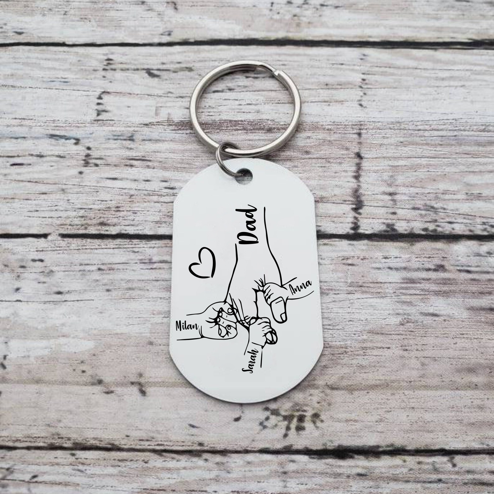 3 Names - Personalised Name Keychain Holding Hands Keychain Father's Day Gifts For Dad-Jessemade AU