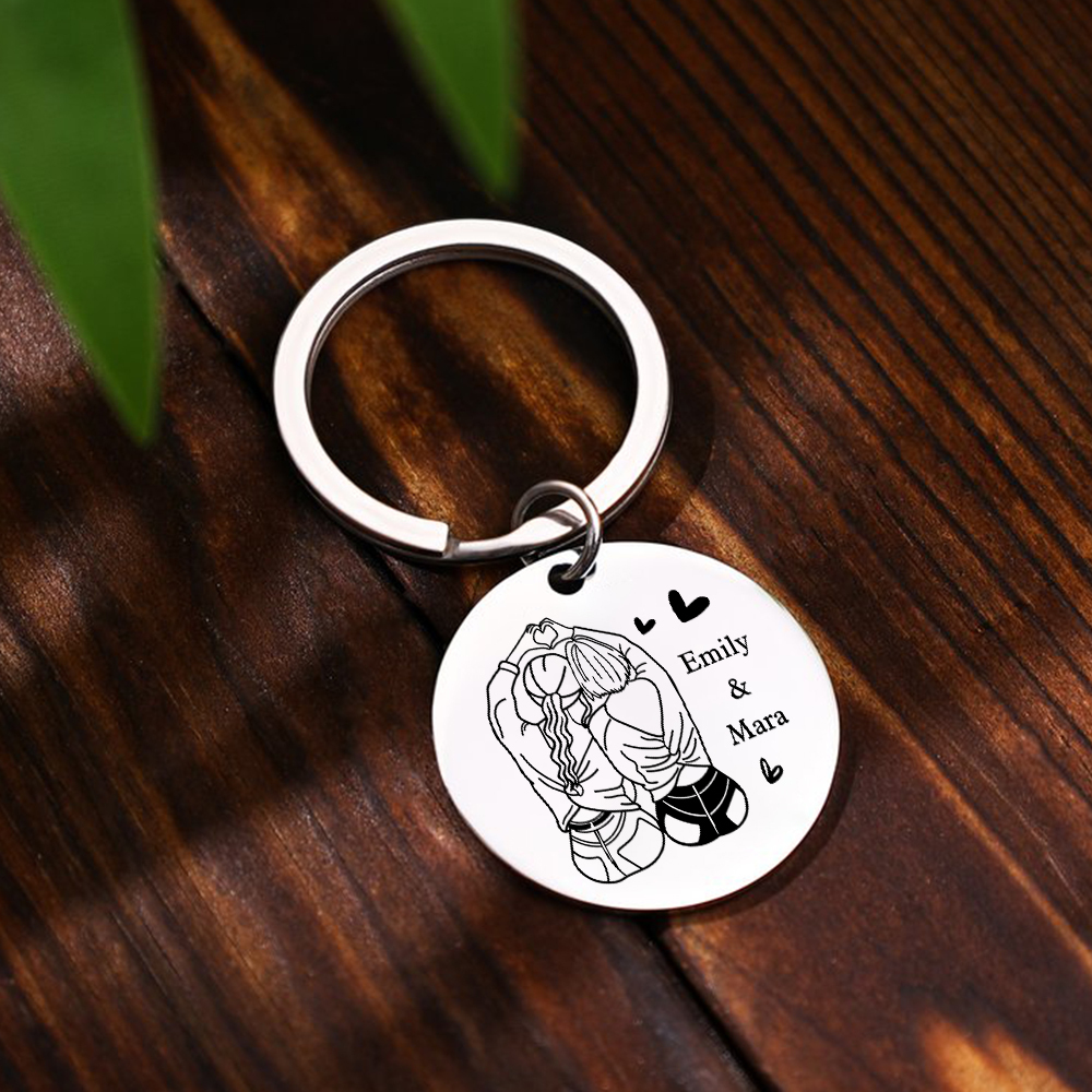 To My Best Friend Keychain Custom 2 Names Circle Keyring Metal Keychain Personalised Gift For Besties/Sisters-Jessemade AU